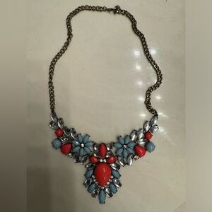 Blue and Pink Rhinestone Statement Necklace!